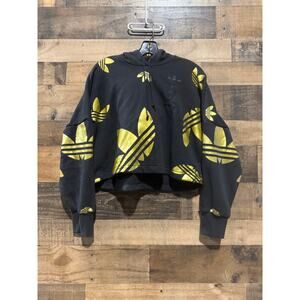 Adidas Women’s Small Crop Hoodie – Large Gold Logo